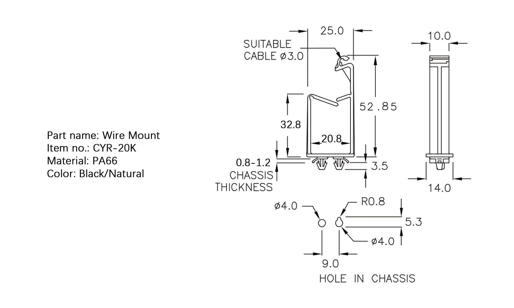 Plastic Wire Mount CYR-20K